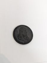 Token - Washington Grate half penny, dated 1795, depicting a portrait of George Washington, right,
