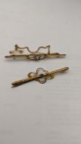 Two 9ct Edwardian bar brooches, total weight 3.3g Location: