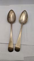 A pair of London 1809 silver table spoons, total weight 115.3g Location: