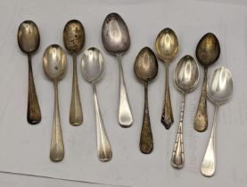 Various mixed silver spoons, one hallmarked Sheffield 1960 and others total weight 141g Location: