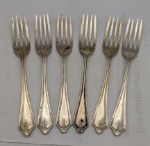 Six silver pastry forks hallmarked Birmingham 1913, total weight 168.7g Location: