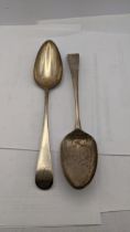 Two silver table spoons total weight 113.3g Location: