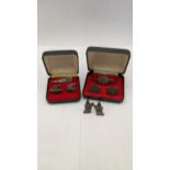Mixed Middle Eastern and Oriental white metal cuff links and tie clips total weight 37.3g Location: