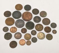 Mixed coins - Georgian and later copper coinage to include 1797 Cartwheel pennies, Georgian East