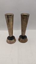 A pair of white metal candle stick holders, total weight 162g Location: