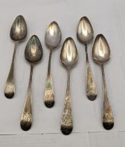 A set of six 19th century silver teaspoons, 76.1g Location: