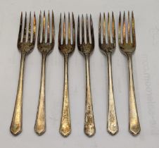 A set of six pastry forks hallmarked Birmingham 1940, total weight 165.6g Location: