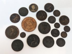 United Kingdom - copper coinage - mixed copper pennies, half pennies, farthings and half farthings