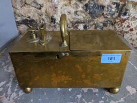 A Victorian bras honesty box c 1850s, no key 9push button mechanism does not work, both sides can be