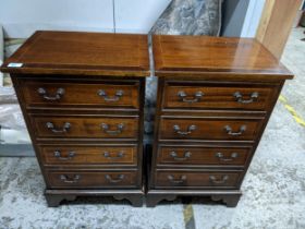 A pair of late 20th century mahogany finished chests of four drawers 74x45x33cms Location: