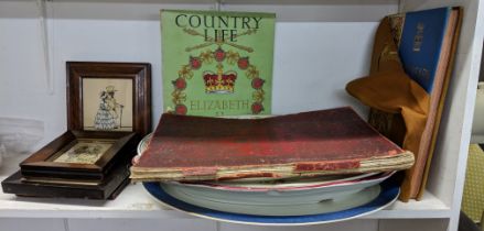 19th/20th century meat plates, four paper silhouettes and commemorative ephemera