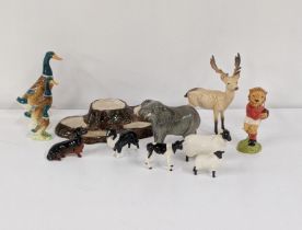 Mixed Beswick animal models to include three ducks, a sheep dog, elephant and others Location:
