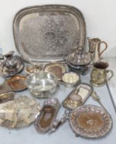 A mixed lot of metalware to include Victorian items and later to include a Victorian silver plated
