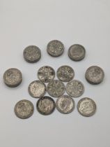 British coins - a collection of pre-1947 George V and George VI florins/two shillings, approx. 332.