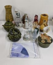 A mixed lot to include Lladro figurines together with porcelain models of birds and other items