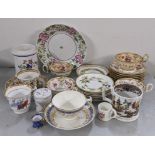A selection of mainly 19th century porcelain to include a Newhall floral pattern bowl, a Derby cup