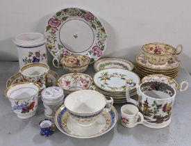 A selection of mainly 19th century porcelain to include a Newhall floral pattern bowl, a Derby cup