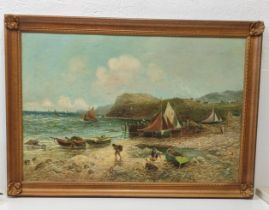 A de Spooner - a coastal scene with shellfish gatherers, oil on canvas signed Location: