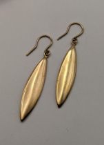 A pair of yellow metal earrings, 9.5g, Location: CAB17