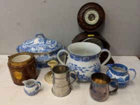 Mixed collectables to include The Signature Collection Gothic Castle, Spode, clock, barometer,