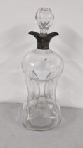 A late Victorian pinched glass decanter with silver collar Location: