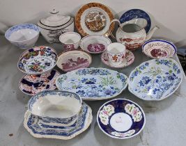 A selection of 19th century porcelain to include a pearlware Staffordshire teapot and other items