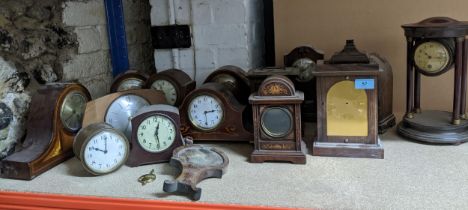 A mixed selection of Victorian, Edwardian and later mantel clocks, for repairs and spares Location: