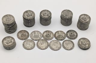 British coins - A collection of pre-1947 George V and George VI shillings, approx. 536.9g Location: