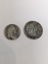 Kingdom of England - William III (1694-1702), shilling 169*, along with 1696 six pence Location: