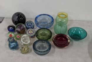 A group of paperweights to include Caithness paperweights and others along with Whitefriars glass