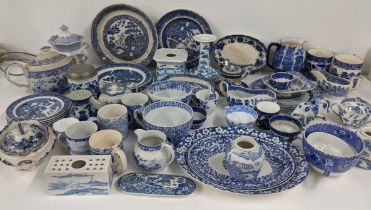 A large mixed lot of blue and white to include Spode, Booths, Wedgwood and others Location: