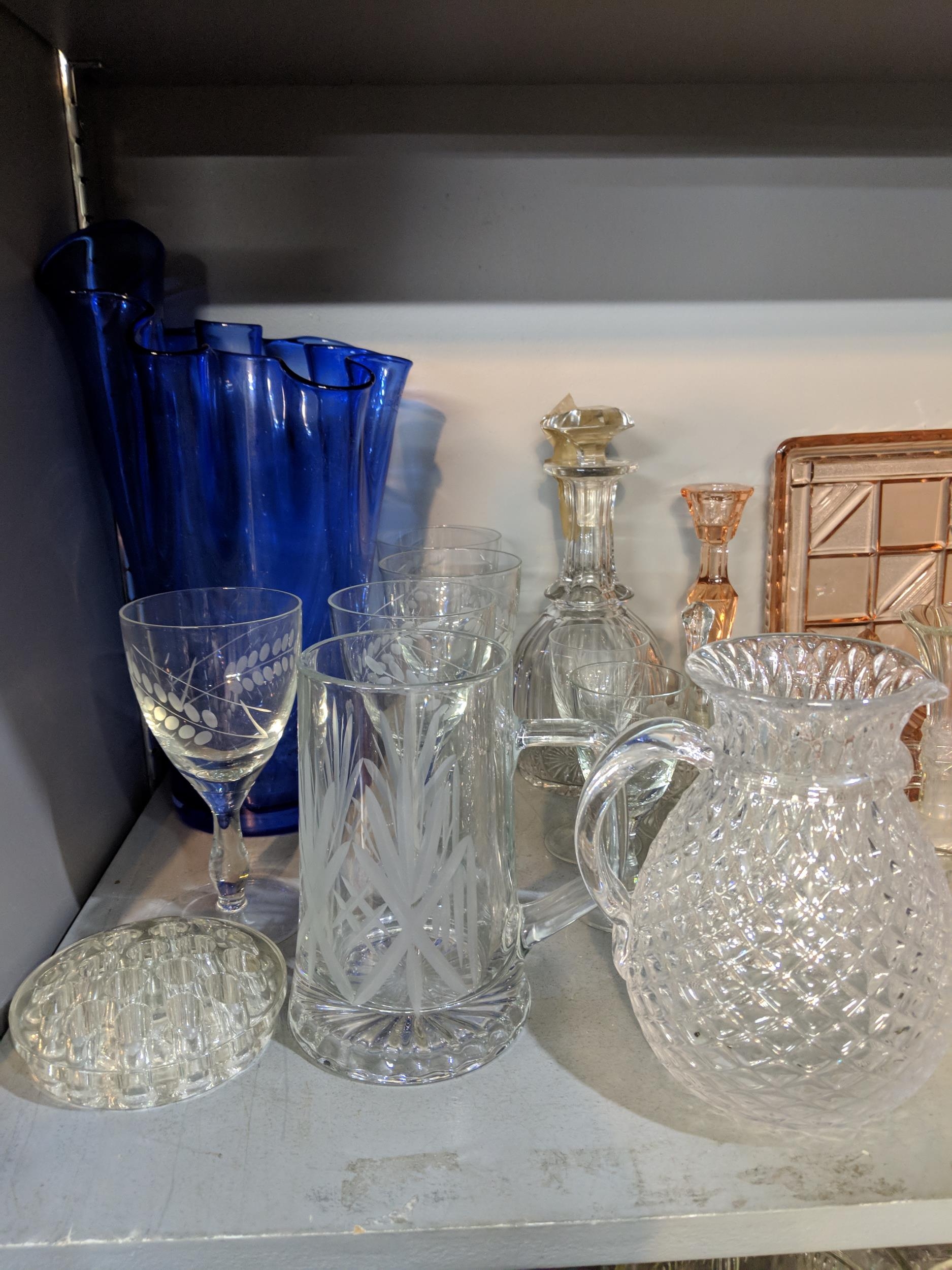 A large quantity of glassware to include domestic glasses, bowls, decanters and other items - Image 2 of 9