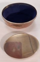 Tiffany-A Sterling silver oval trinket box with lid having a blue velvet lining. Location:BWR