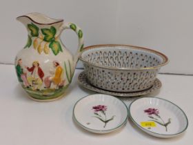 Mid 20th century ceramics to include a jug, two Colefax and Fowler side plates and other items