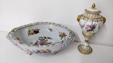 A late 19th century Copeland porcelain vase of baluster form and painted floral decoration A/F