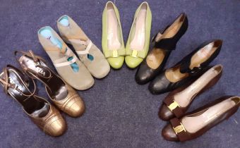 A group of vintage ladies designer shoes to include Thierry Rabotin, Salvatore Ferragamo, Prada