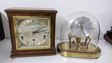 Two clocks to include an Elliott 8-day mantel clock, the dial signed William Bruford & Son Ltd,