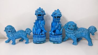 Four Chinese turquoise glazed models of temple dogs of foe Location: