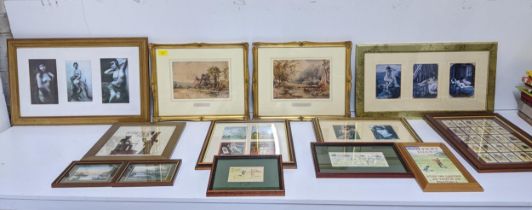 A selection of framed and glazed pictures to include two Victorian watercolours signed A T Fletcher,