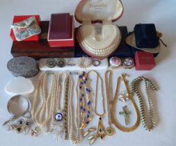 A quantity of vintage jewellery and decorative boxes to include a pair of early 19th Century