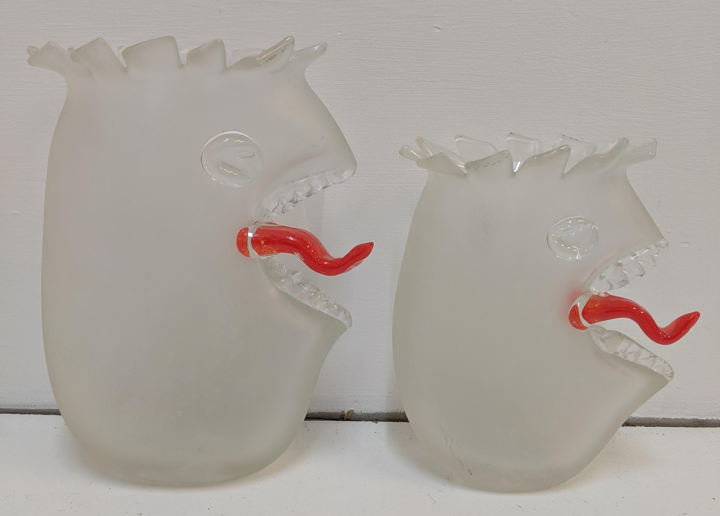 Three novelty frosted glass vases by Louis Thompson one 20cm high, and another 25cm high and the - Image 3 of 5