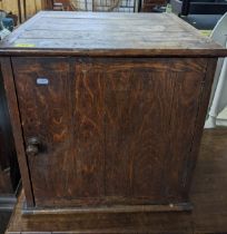 A small oak panelled table top cupboard 53cm x 53cm x 48cm Location: