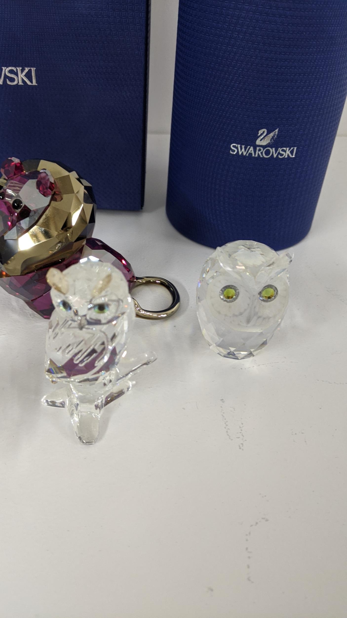 Mixed Swarovski crystal ornaments to include a stork, three owls, a lion and bear Location: - Image 4 of 6