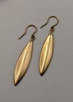 A pair of yellow metal earrings, 9.5g, Location: CAB1