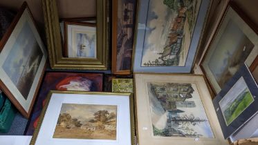 Mixed pictures to include two watercolours signed D.C Lack and others together with an early 20th