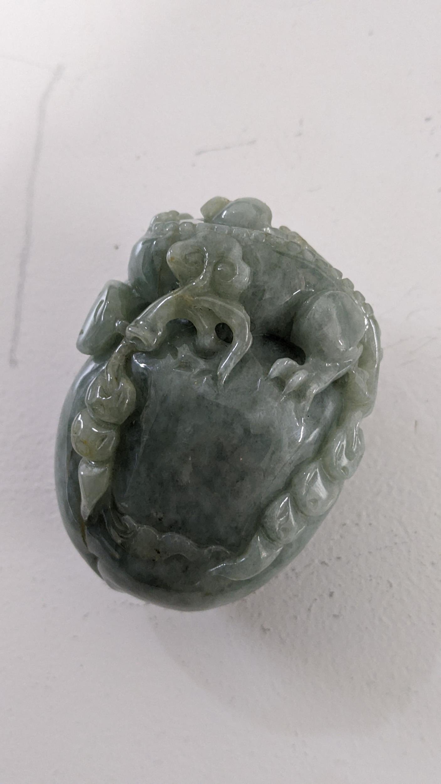 A 20th century carved jade stone, carved with a dragon Location: - Image 2 of 2