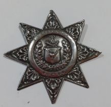 A Victorian Ancient Order of Foresters silver sash badge in the form of a star inscribed with the