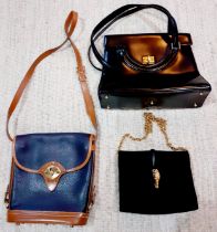 Three vintage shoulder bags to include a Bally black leather bag with gold tone hardware, an