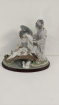 A Lladro porcelain figurine group entitled Springtime in Japan, on plinth base Location: