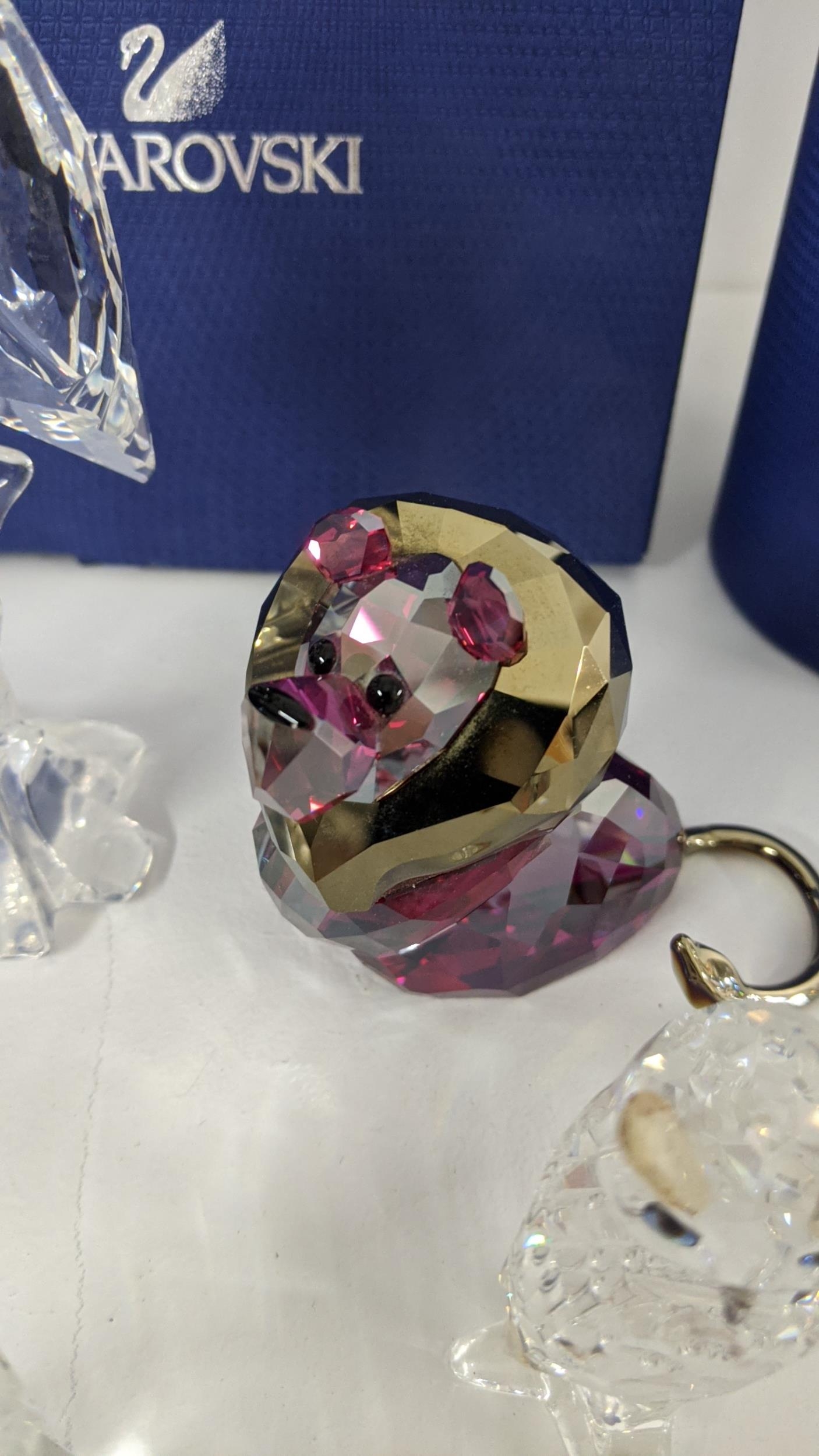 Mixed Swarovski crystal ornaments to include a stork, three owls, a lion and bear Location: - Image 6 of 6